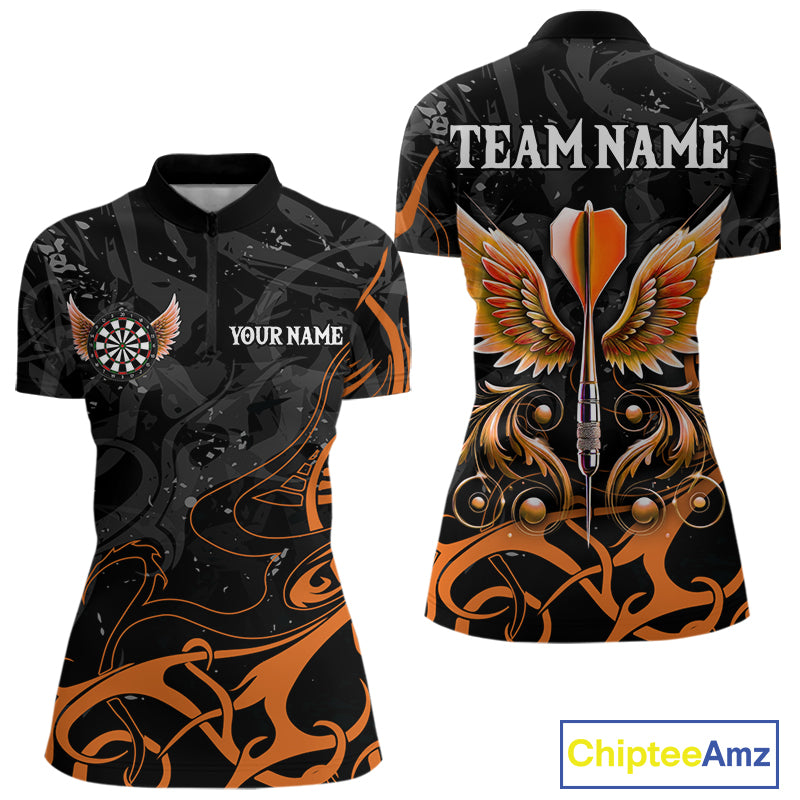 Arrow Wings Custom Dart Shirt For Women, Orange Dart Jerseys Pocket Option TDM5329