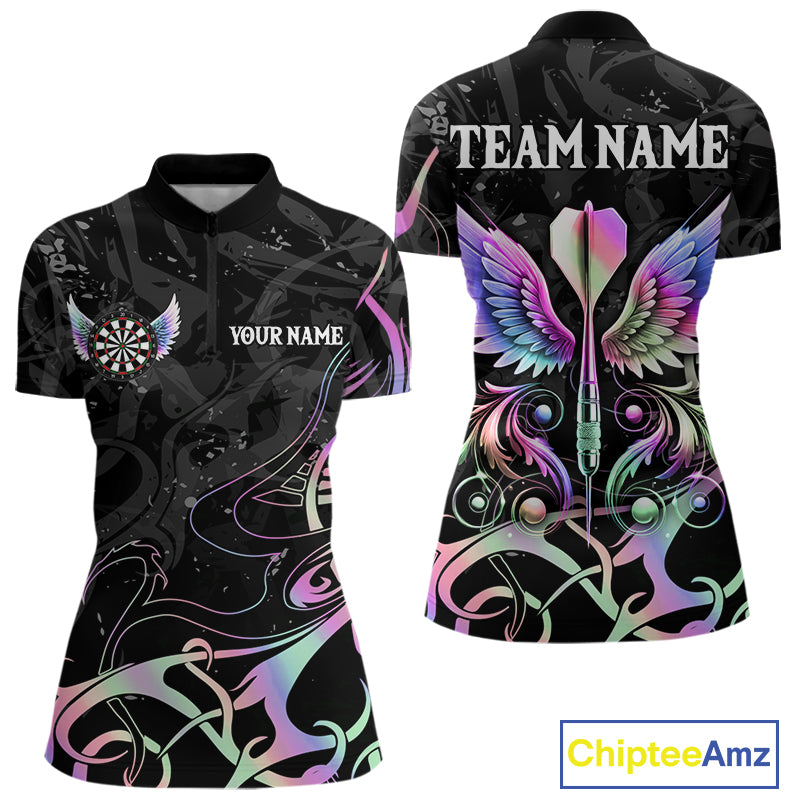 Holographic Arrow Wings Custom Dart Shirt For Women, Dart Jersey Pocket Option TDM5330
