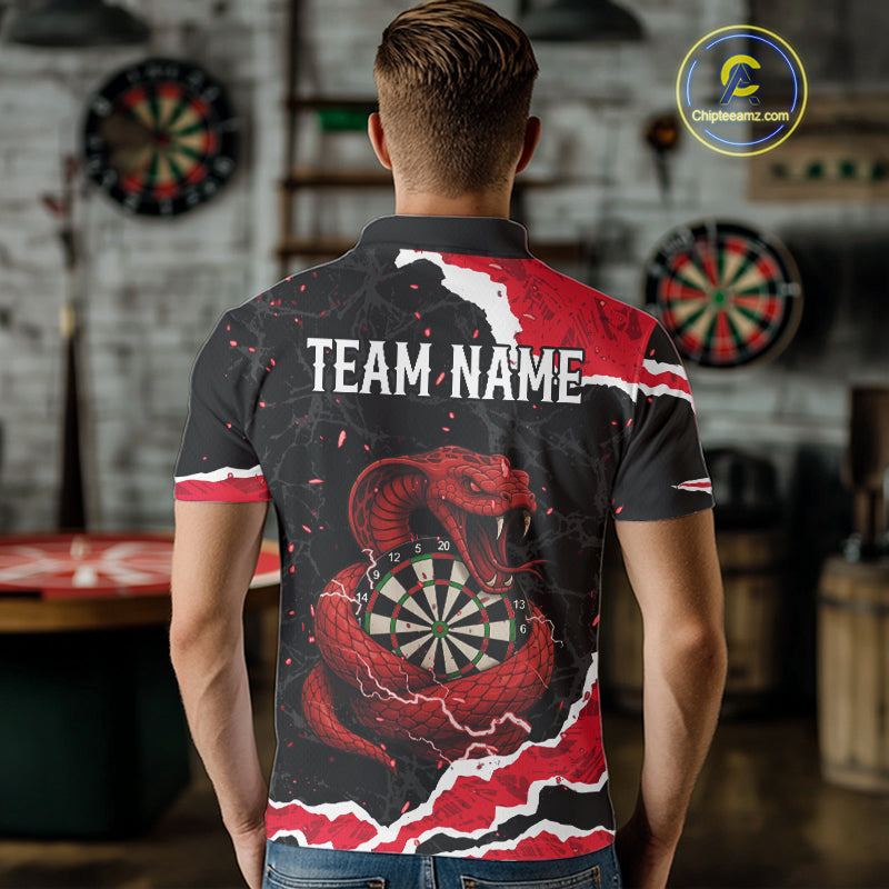 Black And Red Dartboard Cobra Snakes Darts Polo & 1/4 Zip Custom Darts Shirt For Men, Darts Jersey TDM5336