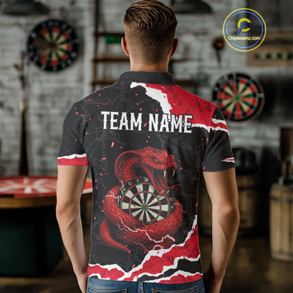 Black And Red Dartboard Cobra Snakes Darts Polo & 1/4 Zip Custom Darts Shirt For Men, Darts Jersey TDM5336
