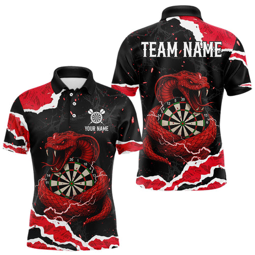 Black And Red Dartboard Cobra Snakes Darts Polo & 1/4 Zip Custom Darts Shirt For Men, Darts Jersey TDM5336