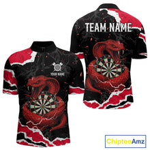 Load image into Gallery viewer, Black And Red Dartboard Cobra Snakes Darts Polo &amp; 1/4 Zip Custom Darts Shirt For Men, Darts Jersey TDM5336
