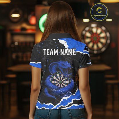 Black And Blue Dartboard Cobra Snakes Darts Polo & 1/4 Zip Custom Womens Darts Shirt, Darts Jersey TDM5338