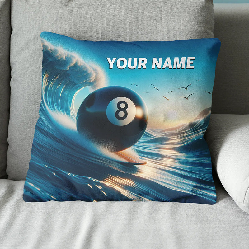 Funny 8 Ball Billiard Surfing Throw Pillow Custom Billiard Gifts Pillows TDM0815