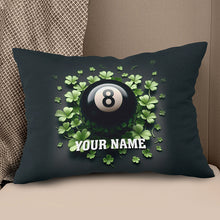 Load image into Gallery viewer, Funny 8 Ball Pool And Clovers Black Pillows Custom Name Billiard Pillows TDM0818