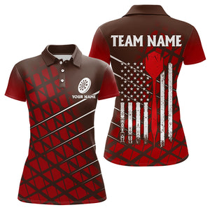 Personalized Red Geometric Grunge US Flag Dart Shirts For Women Custom Patriotic Darts Team Jerseys TDM3333