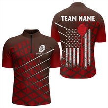 Load image into Gallery viewer, Personalized Red Geometric Grunge US Flag Dart Shirts For Men Custom Patriotic Darts Team Jerseys TDM3333
