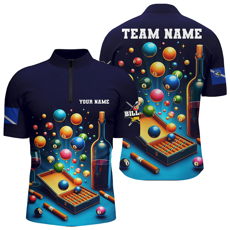 Custom Billiard Games Las Vegas Flag Men Quarter-Zip Shirts, Team League Billiard Shirts TDM0998