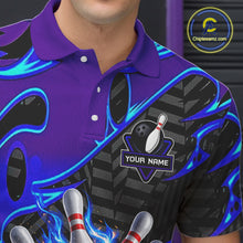 Load image into Gallery viewer, Custom Blue Purple Bowling Jersey For Men, Bowling Tournament Team Shirt Polo &amp; Quarter Zip TDM5826