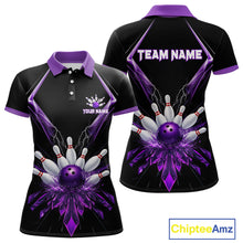 Load image into Gallery viewer, Custom Purple Bowling Jersey For Women, Crystal Lighting Bowling League Shirt Team Polo &amp; 1/4 Zip TDM6428