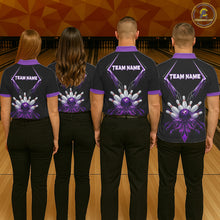 Load image into Gallery viewer, Custom Purple Bowling Jersey For Women, Crystal Lighting Bowling League Shirt Team Polo &amp; 1/4 Zip TDM6428