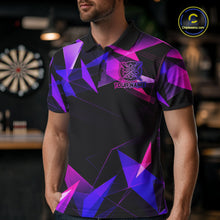 Load image into Gallery viewer, Custom Darts Shirts For Men, Pink And Purple Geometric Darts League Team Jersey Polo &amp; Quarter Zip TDM6628