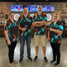 Load image into Gallery viewer, Custom Darts Shirts For Men, Orange And Turquoise Geometric Darts Team Jersey Polo &amp; Quarter Zip TDM6629