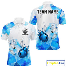 Load image into Gallery viewer, Bowling-themed polo shirt with geometric design, customizable your name and team name
