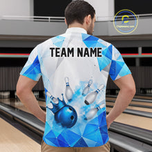 Load image into Gallery viewer, Custom White And Blue Geometric Smoke Bowling Shirts For Men, Bowling Team Jersey Polo &amp; 1/4 Zip TDM6634