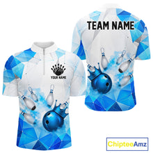 Load image into Gallery viewer, Bowling-themed quarter zip shirt with geometric design, customizable your name and team name