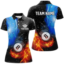 Load image into Gallery viewer, Personalized Fire And Water 8 Ball Pool Ladies Billiard Shirts Custom 3D Billiard Jerseys For Women TDM1923