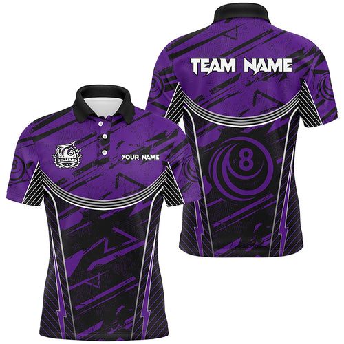 Personalized Purple Grunge Billiard Shirts For Men Custom Billiards Ball 8 Jerseys Team Shirts TDM1929