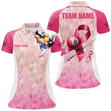 Load image into Gallery viewer, Custom Breast Cancer Pink Ribbon Billiard Shirts For Women, Breast Cancer Awareness Billiard Jerseys TDM2112