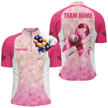 Load image into Gallery viewer, Custom Breast Cancer Pink Ribbon Billiard Shirts For Men, Breast Cancer Awareness Billiard Jerseys TDM2112