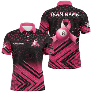 Pink Ribbon 8 Ball Pool Custom Grunge Style Billiard Shirts For Men, Breast Cancer Billiard Jerseys TDM2116