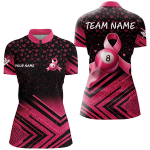 Pink Ribbon 8 Ball Pool Custom Grunge Style Billiard Shirts For Women, Breast Cancer Billiard Jerseys TDM2116