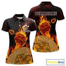 Load image into Gallery viewer, Flame Darts &amp; Crack Dartboard 3D Custom Red Dart Polo Shirts For Women, Dart Jerseys NYN0809