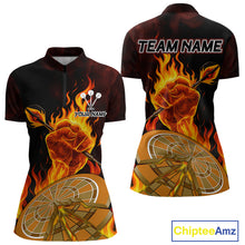 Load image into Gallery viewer, Flame Darts &amp; Crack Dartboard 3D Custom Red Dart 1/4-Zip Shirts For Women, Dart Jerseys NYN0809
