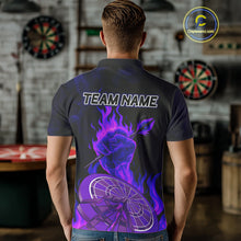 Load image into Gallery viewer, Flame Darts &amp; Crack Dartboard 3D Custom Purple Dart Polo Shirts For Men, Dart Jerseys NYN0810