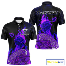 Load image into Gallery viewer, Flame Darts &amp; Crack Dartboard 3D Custom Purple Dart Polo Shirts For Men, Dart Jerseys NYN0810