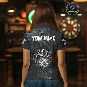 Funny Black Dartboard Spider Web Darts Shirt For Women Custom Halloween Darts Jerseys Outfit TDM4447