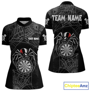 Funny Black Dartboard Spider Web Darts Shirt For Women Custom Halloween Darts Jerseys Outfit TDM4447