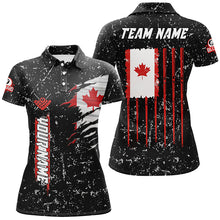 Load image into Gallery viewer, Vintage Canada Flag Custom Black Grunge Billiard Shirts For Women, Patriotic Gifts For Pool Lover TDM2372