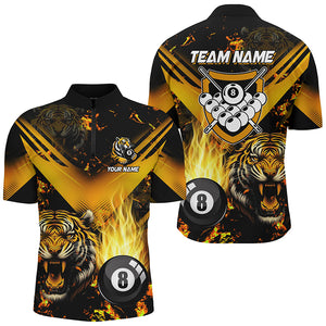 Tiger 3D All Over Print Billiard Shirts For Men Custom 8 Ball Team League Billiard Jerseys |Yellow TDM2373