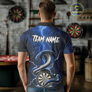 Blue Lightning Thunder Cobra Darts Shirt For Men Custom Darts League Team Jersey Polo & 1/4 Zip TDM4895