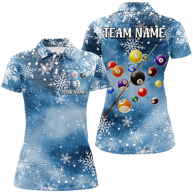 Personalized Snowflake Pattern Billiard Shirts For Women, Christmas Billiard Jerseys Pool Gifts TDM2858