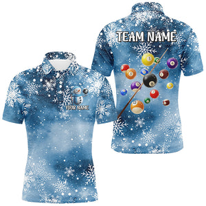 Personalized Snowflake Pattern Billiard Shirts For Men, Christmas Billiard Jerseys Pool Gifts TDM2858