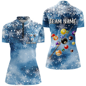 Personalized Snowflake Pattern Billiard Shirts For Women, Christmas Billiard Jerseys Pool Gifts TDM2858