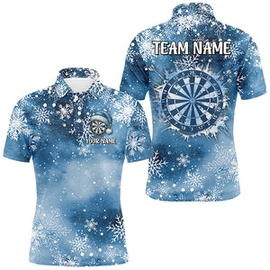 Personalized Christmas Dart Jerseys For Men Custom Blue Snowflake Pattern Dart Team Shirts TDM2859