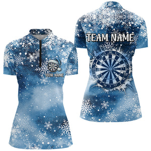 Personalized Christmas Dart Jerseys For Women Custom Blue Snowflake Pattern Dart Team Shirts TDM2859