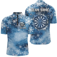 Load image into Gallery viewer, Personalized Christmas Dart Jerseys For Men Custom Blue Snowflake Pattern Dart Team Shirts TDM2859