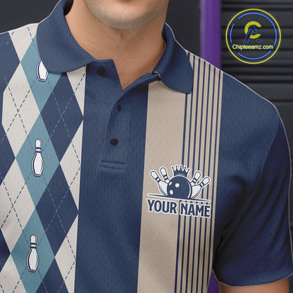 Blue Argyle Bowling Retro Bowling Shirts For Men Custom Argyle Youth Bowling Team Jerseys NYN4994