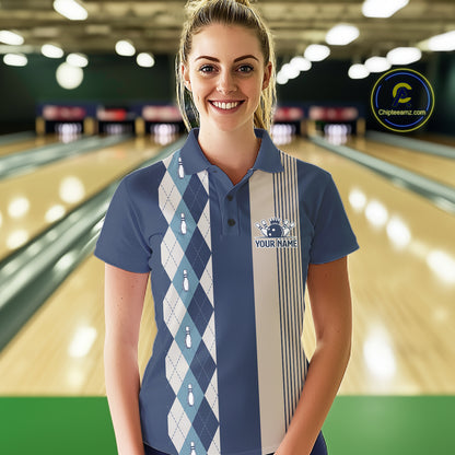 Blue Argyle Bowling Retro Bowling Shirts For Women Custom Argyle Youth Bowling Team Jerseys NYN4994