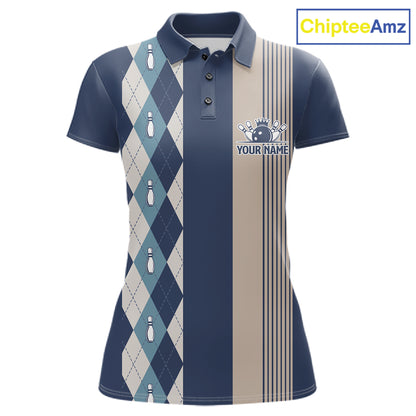 Blue Argyle Bowling Retro Bowling Shirts For Women Custom Argyle Youth Bowling Team Jerseys NYN4994