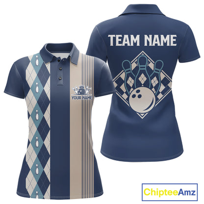 Blue Argyle Bowling Retro Bowling Shirts For Women Custom Argyle Youth Bowling Team Jerseys NYN4994