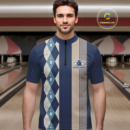 Blue Argyle Bowling Retro Bowling Shirts For Men Custom Argyle Youth Bowling Team Jerseys NYN4994