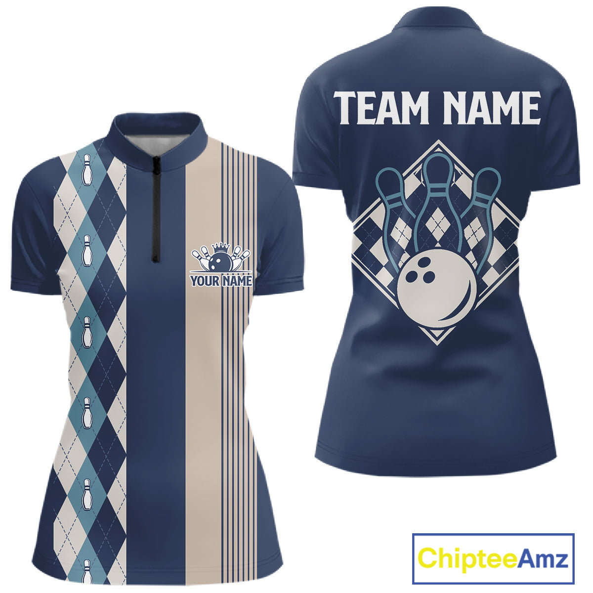Blue Argyle Bowling Retro Bowling Shirts For Women Custom Argyle Youth Bowling Team Jerseys NYN4994