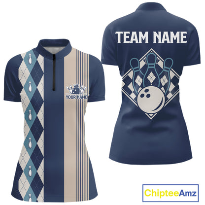 Blue Argyle Bowling Retro Bowling Shirts For Women Custom Argyle Youth Bowling Team Jerseys NYN4994