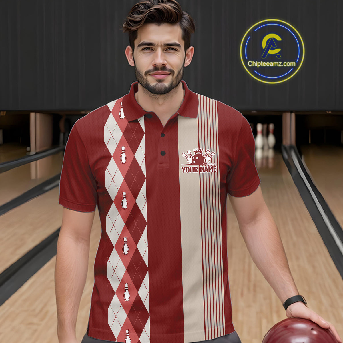 Red Argyle Bowling Retro Bowling Shirts For Men Custom Argyle Youth Bowling Team Jerseys NYN4995