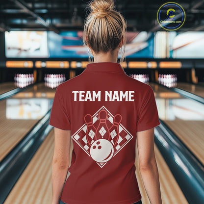 Red Argyle Bowling Retro Bowling Shirts For Women Custom Argyle Youth Bowling Team Jerseys NYN4995